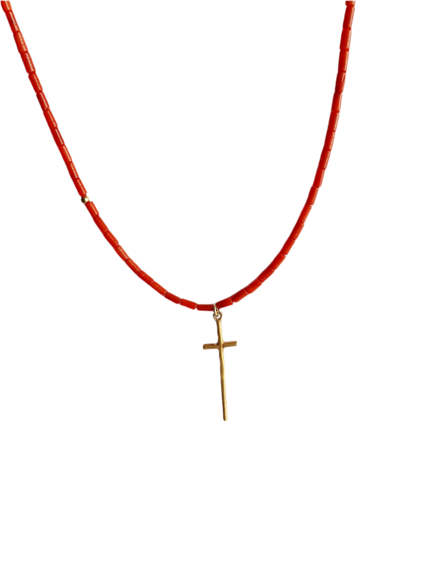 Necklace Coral With Cross